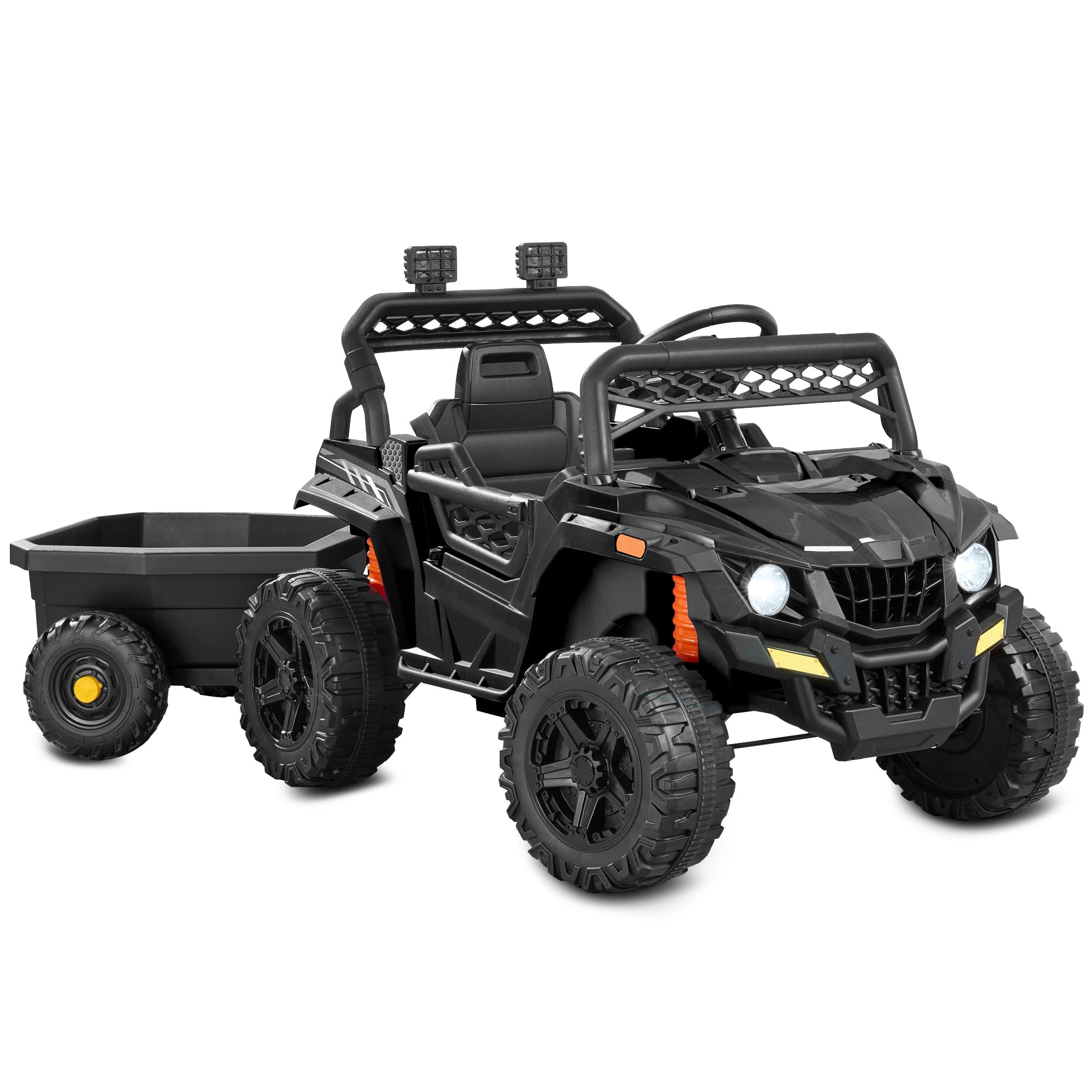 12V Kids Ride-On UTV and Trailer w/Parent Remote Control, LED Lights