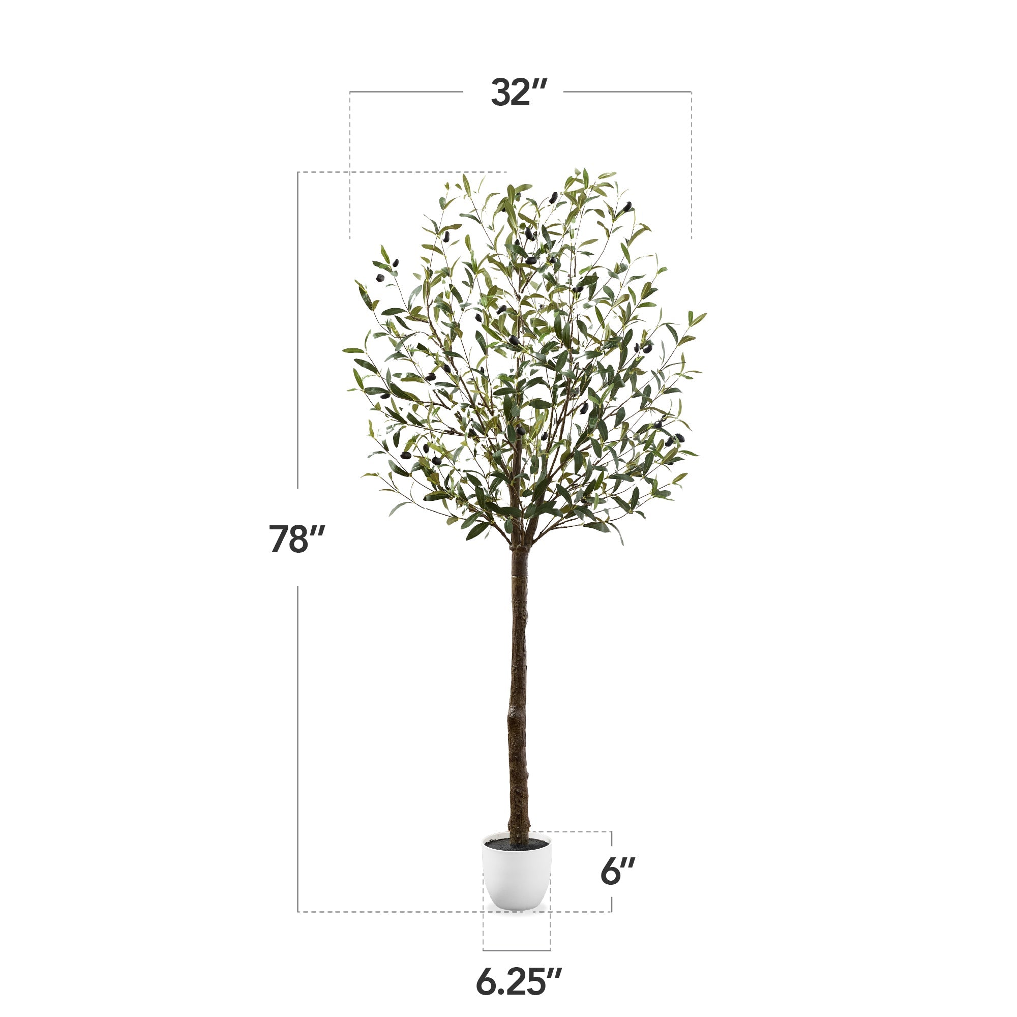 Artificial Olive Tree, Lifelike Faux Tree w/ White Pot, Decorative Olives
