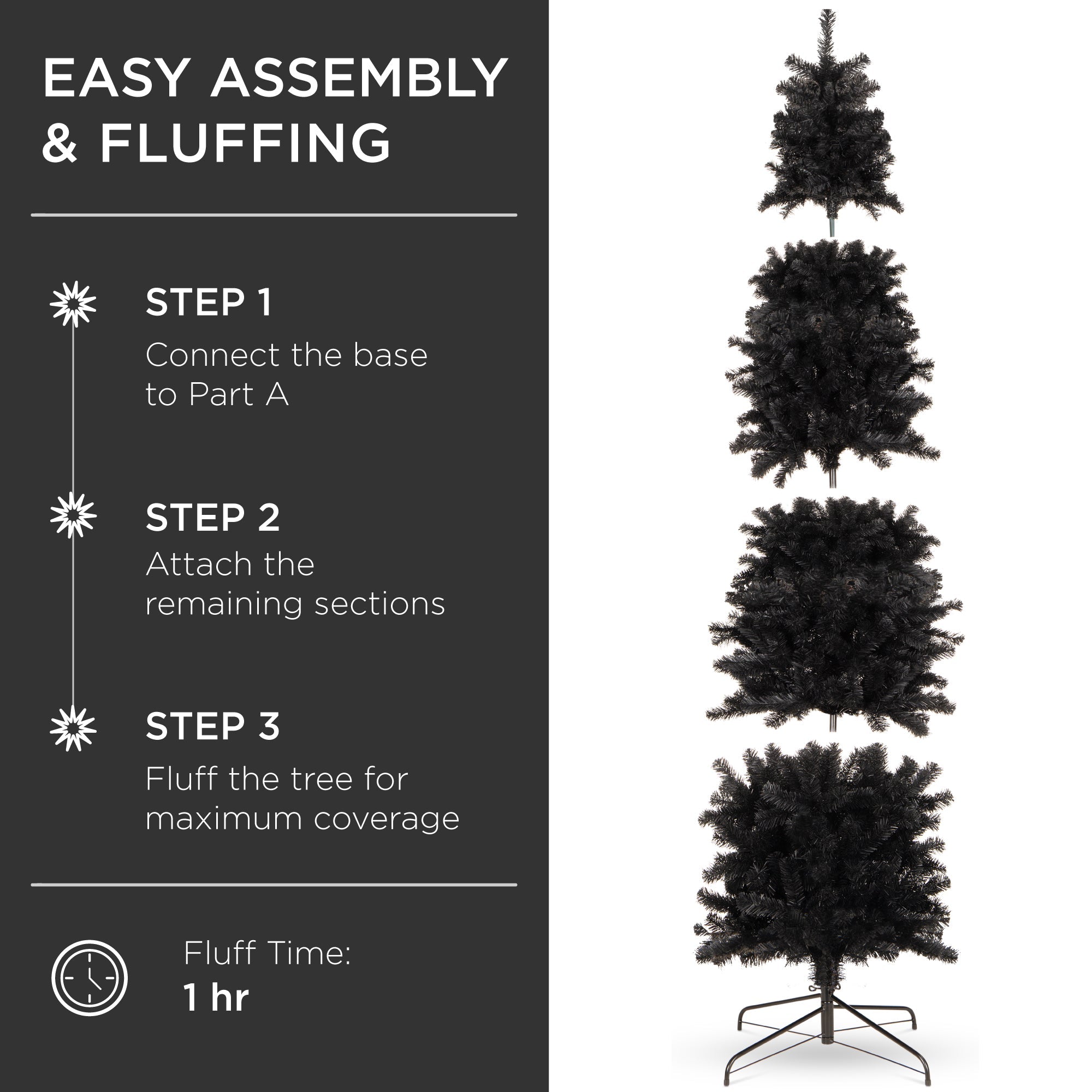 Black Artificial Pencil Holiday Christmas Tree