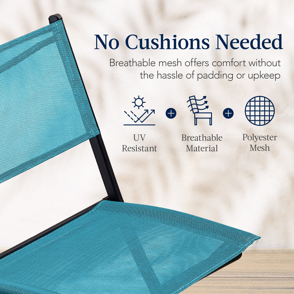 3-Piece Bistro Set w/ Glass Table, 2 Foldable Chairs