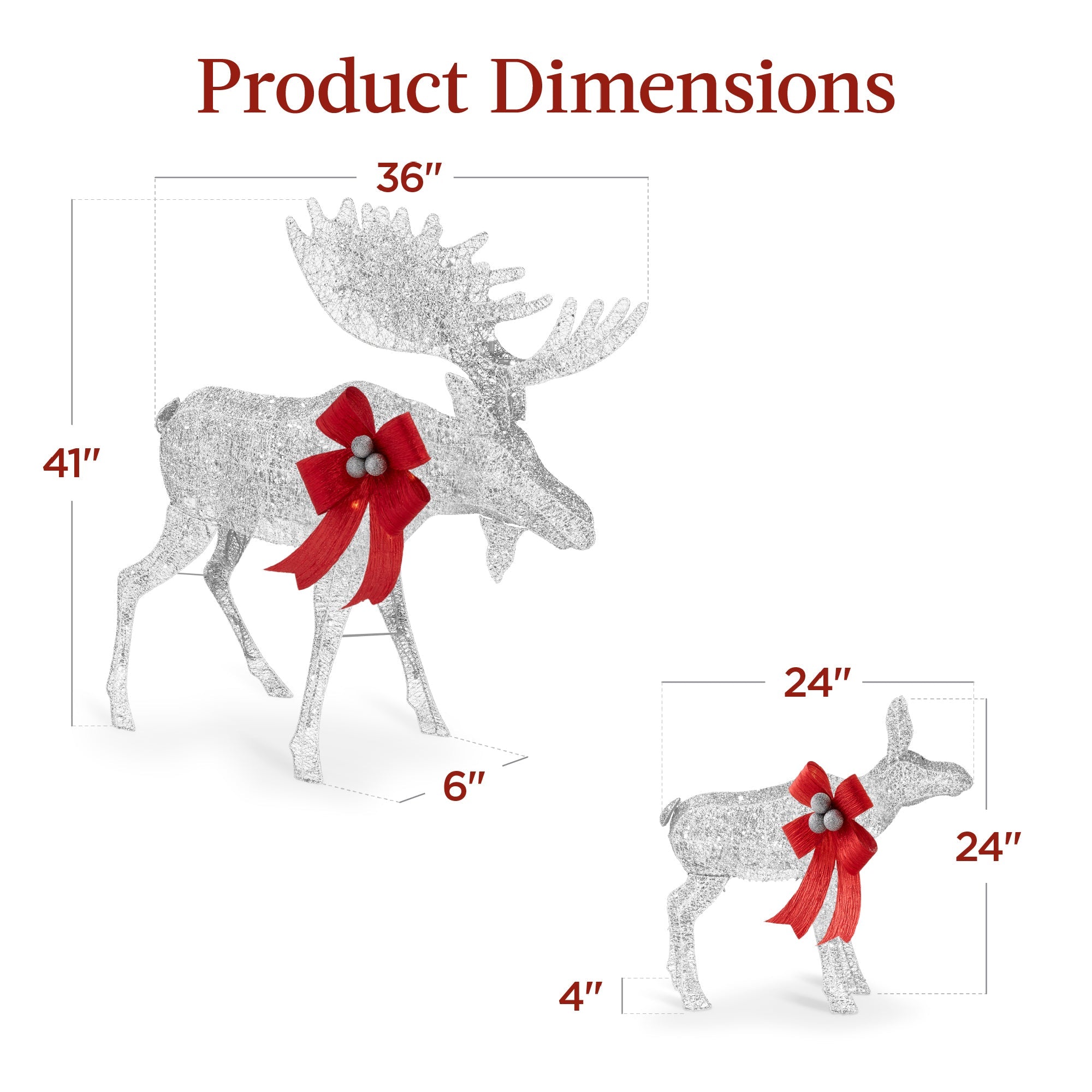 2-Piece Moose Family Lighted Outdoor Christmas Decoration Set w/ LED Lights