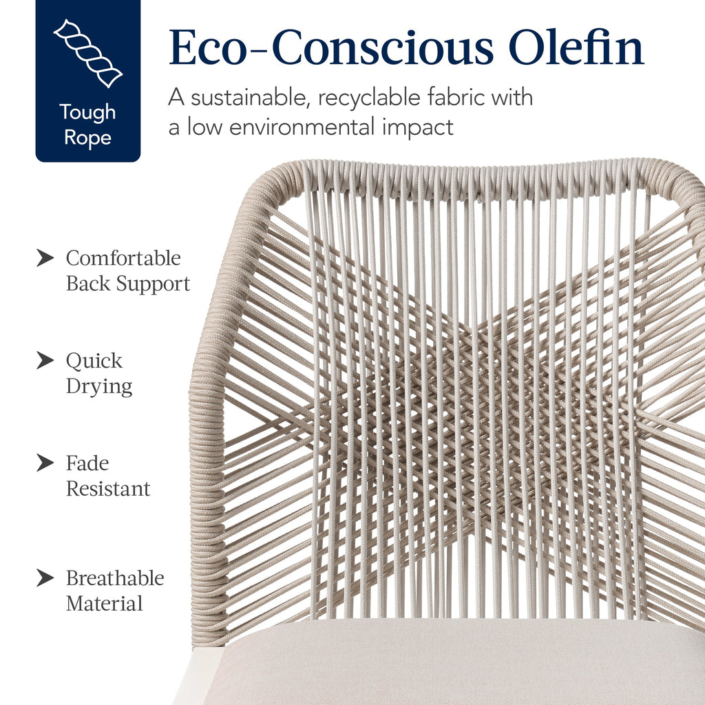 Set of 2 Indoor/Outdoor Aluminum Side Dining Chairs w/ All-Weather Rope