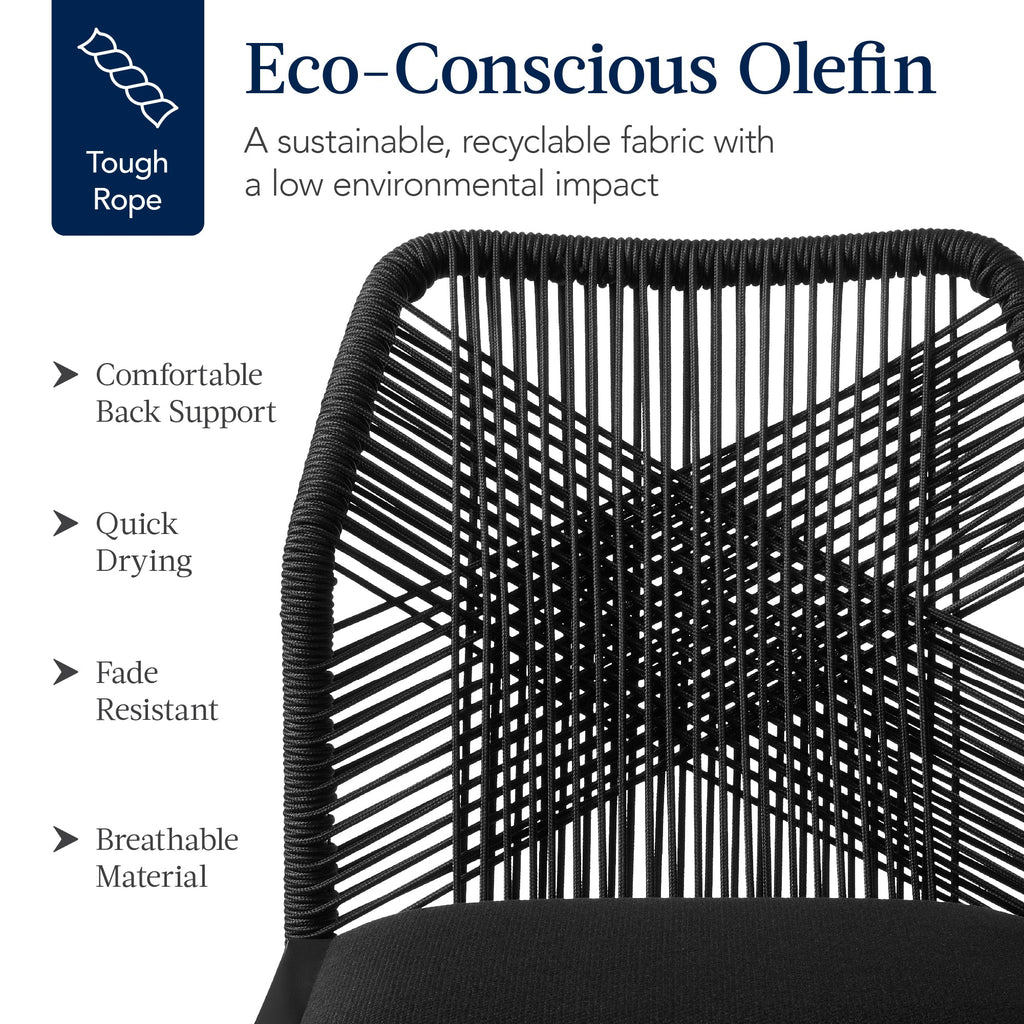 Set of 2 Indoor/Outdoor Aluminum Side Dining Chairs w/ All-Weather Rope