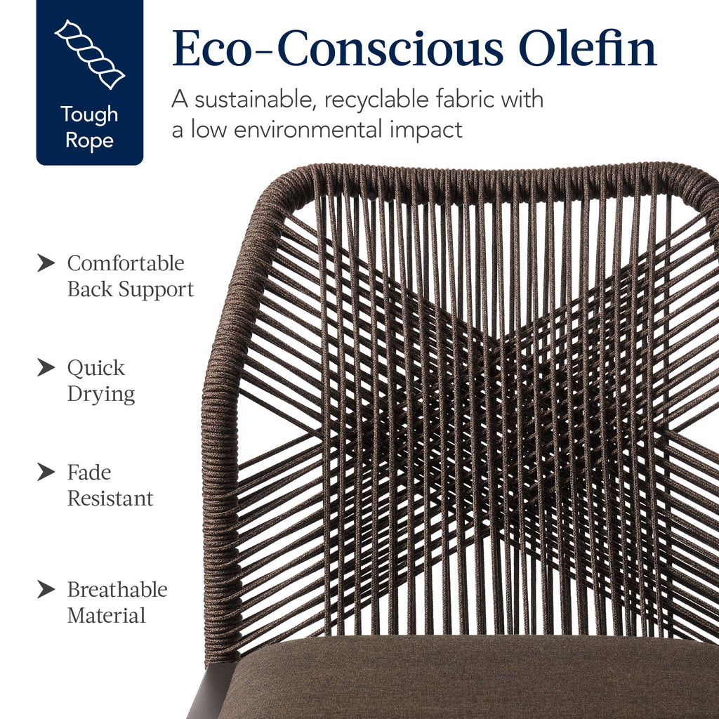 Set of 2 Indoor/Outdoor Aluminum Side Dining Chairs w/ All-Weather Rope