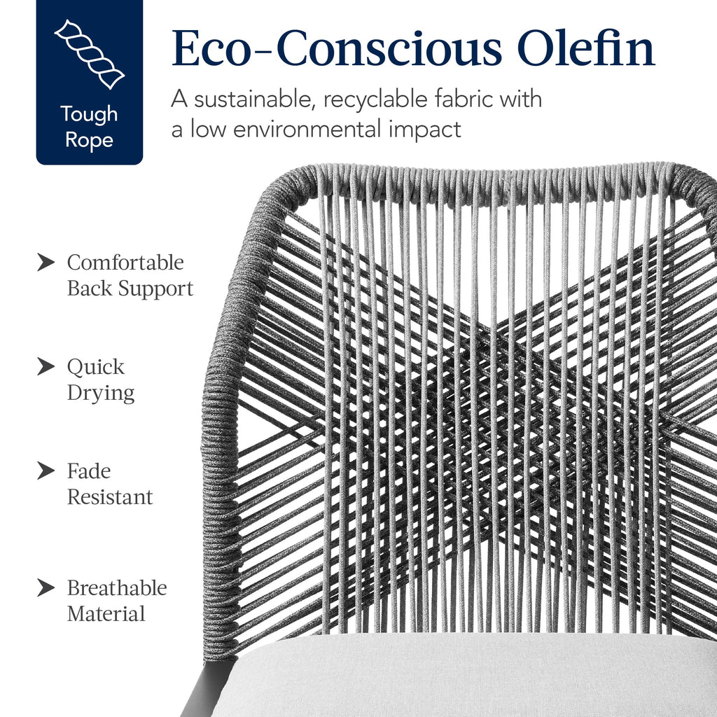 Set of 2 Indoor/Outdoor Aluminum Side Dining Chairs w/ All-Weather Rope