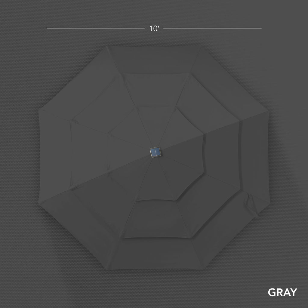 3-Tier Woodgrain Pattern Solar Patio Umbrella, Tilt Adjustment - 10ft