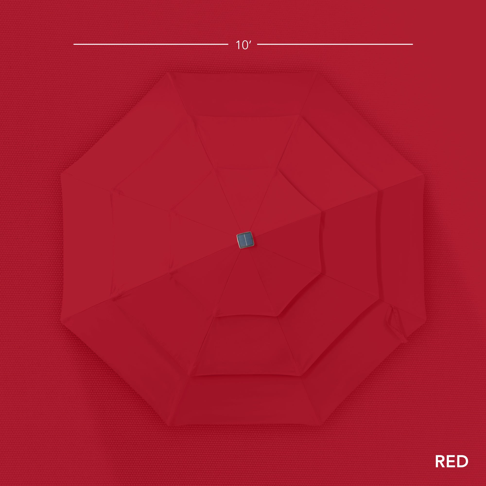 3-Tier Woodgrain Pattern Solar Patio Umbrella, Tilt Adjustment - 10ft