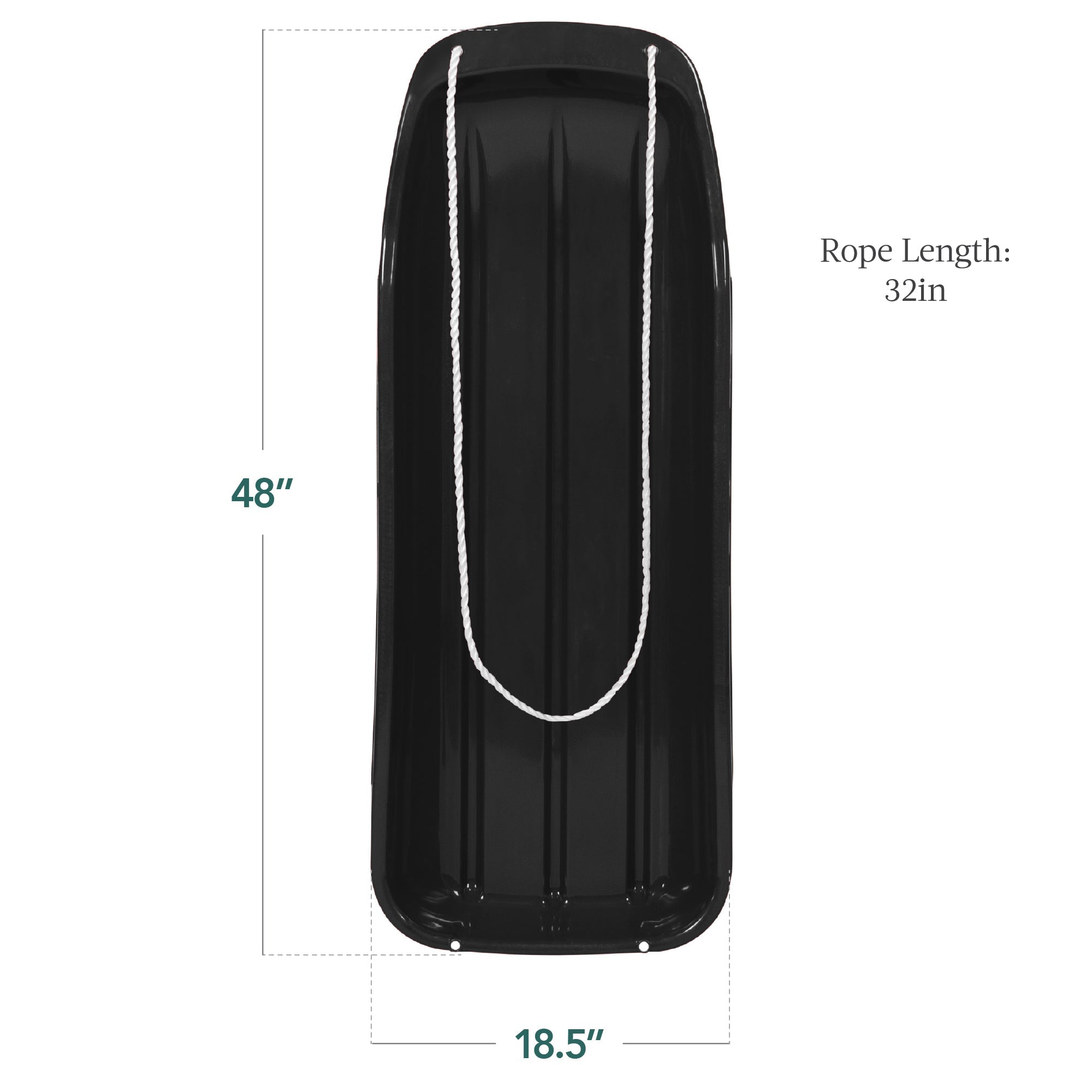 48in Kids Toboggan Snow Sled Board w/ Pull Rope, Curved Edges