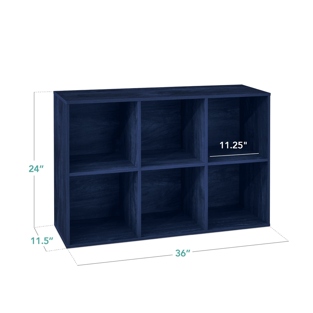6-Cube Bookshelf, 11in Storage Display w/ Removable Panels, Customizable