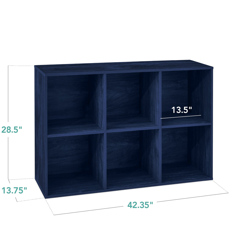 6-Cube Bookshelf, 13.5in Storage Display w/ Removable Panels, Customizable