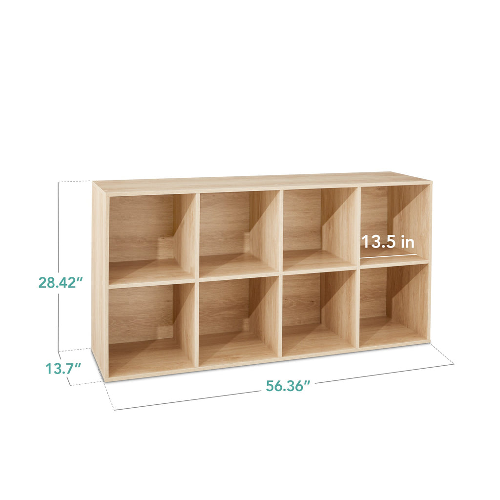 8-Cube Bookshelf, 13.5in Storage Display w/ Removable Panels, Customizable
