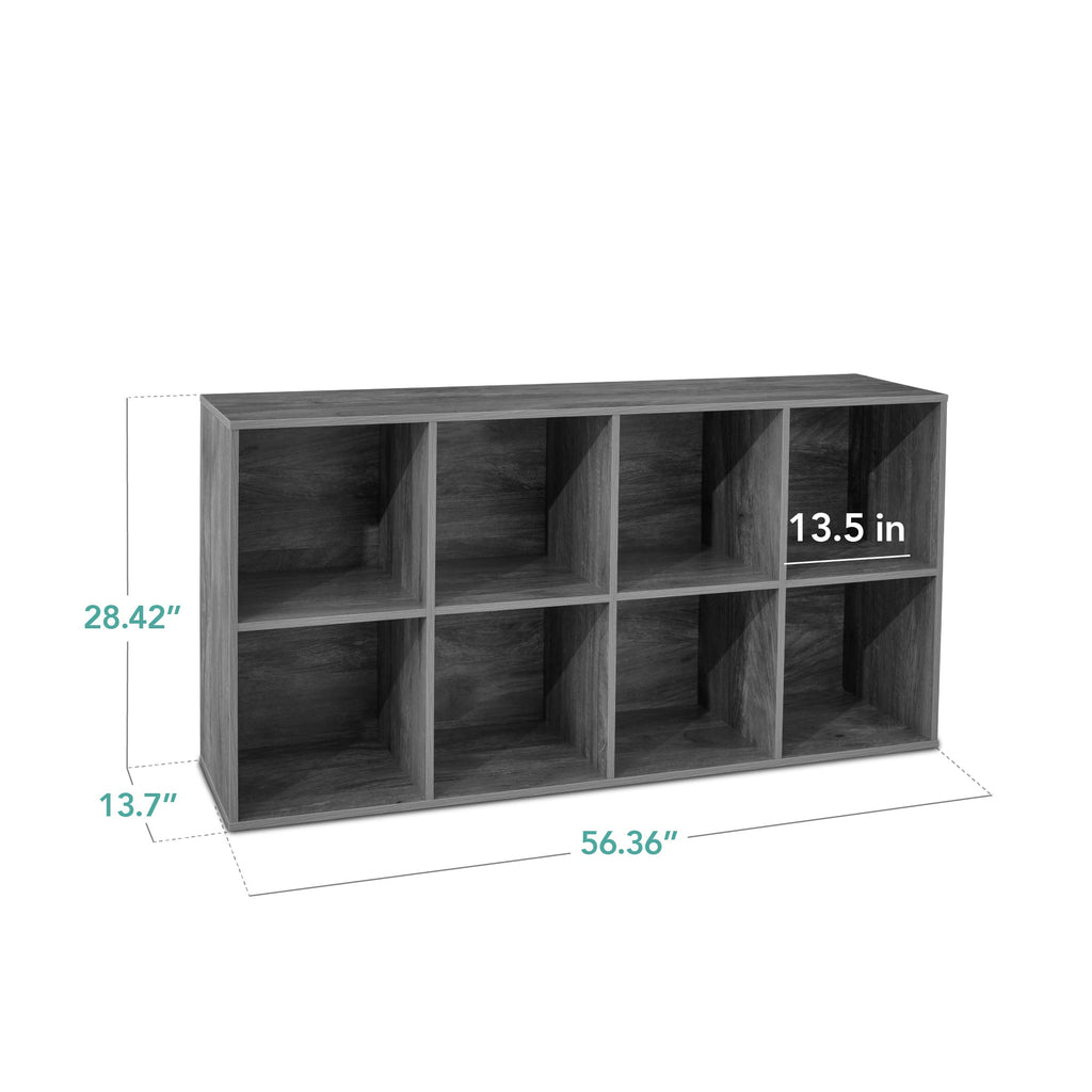 8-Cube Bookshelf, 13.5in Storage Display w/ Removable Panels, Customizable