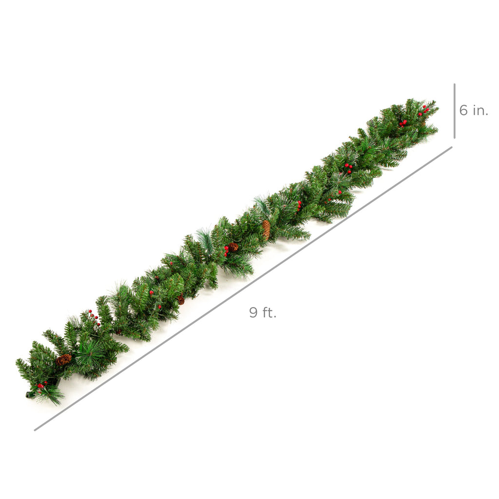 9Ft Pre-Lit Christmas Garland W/ 2-In-1 Led Lights
