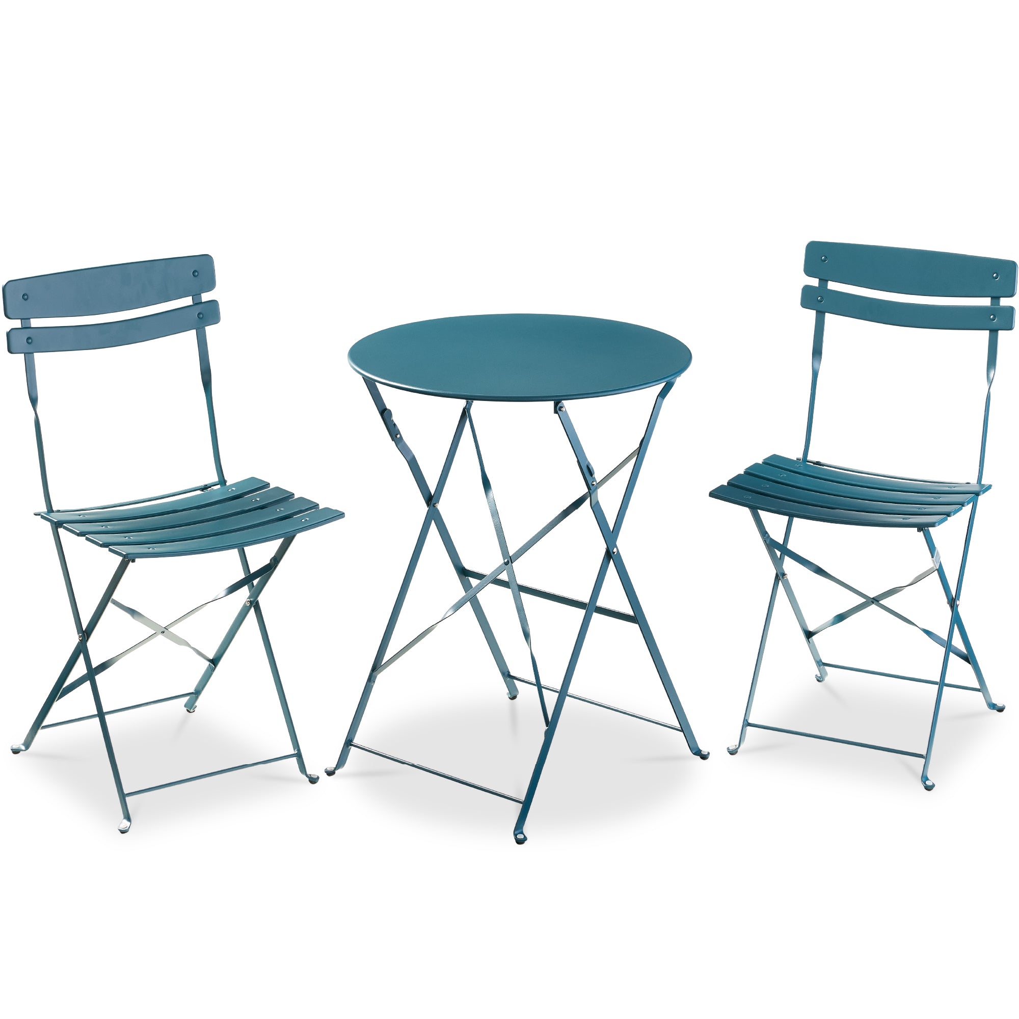 3-Piece Small Folding Patio Bistro Set w/ 2 Chairs