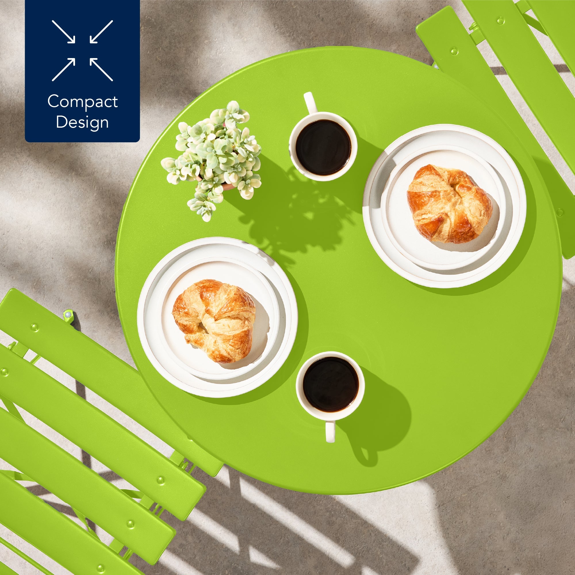 3-Piece Small Folding Patio Bistro Set w/ 2 Chairs