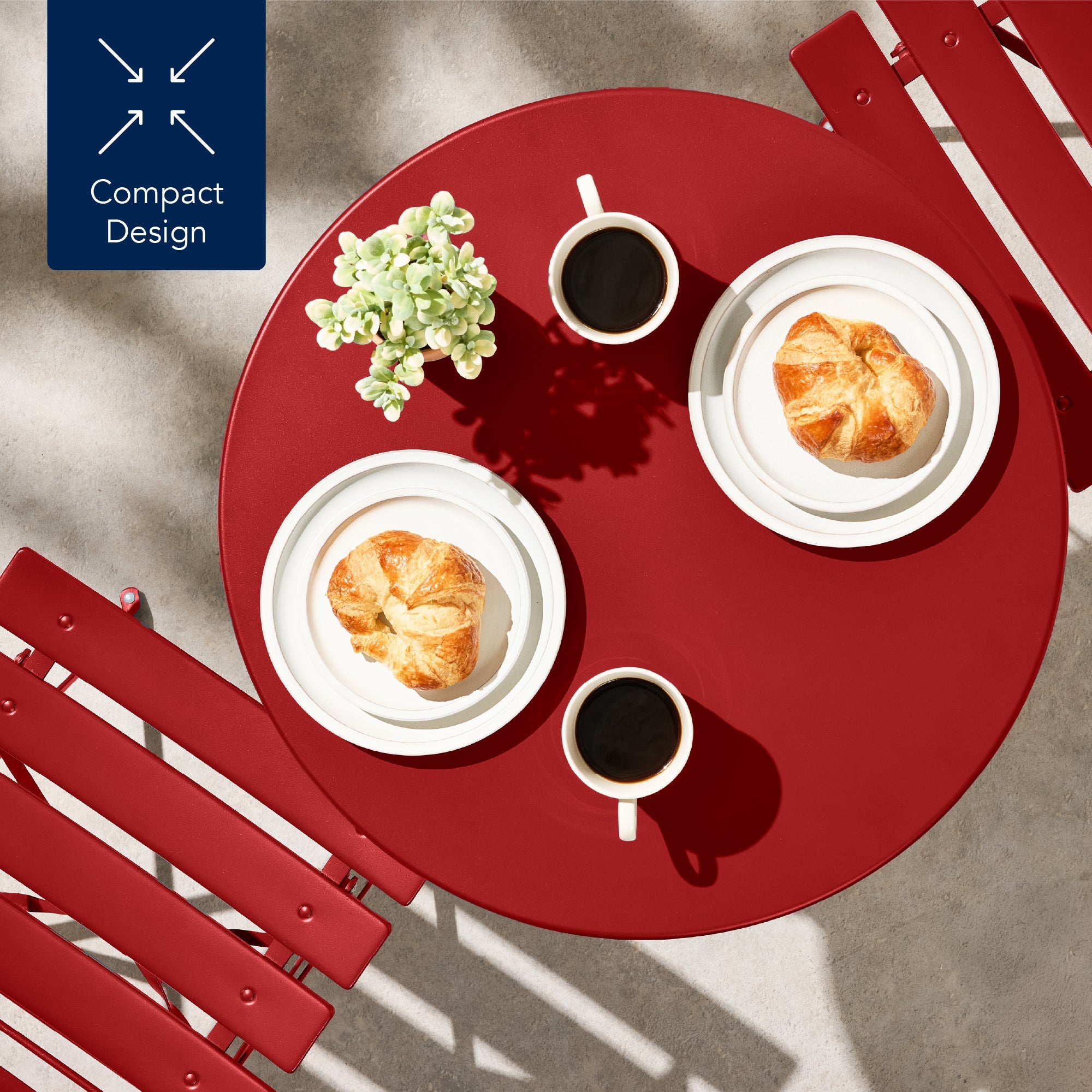 3-Piece Small Folding Patio Bistro Set w/ 2 Chairs