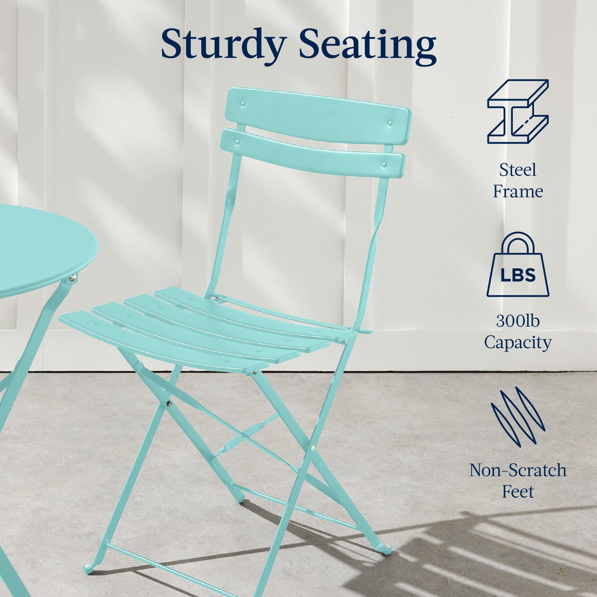 3-Piece Small Folding Patio Bistro Set w/ 2 Chairs
