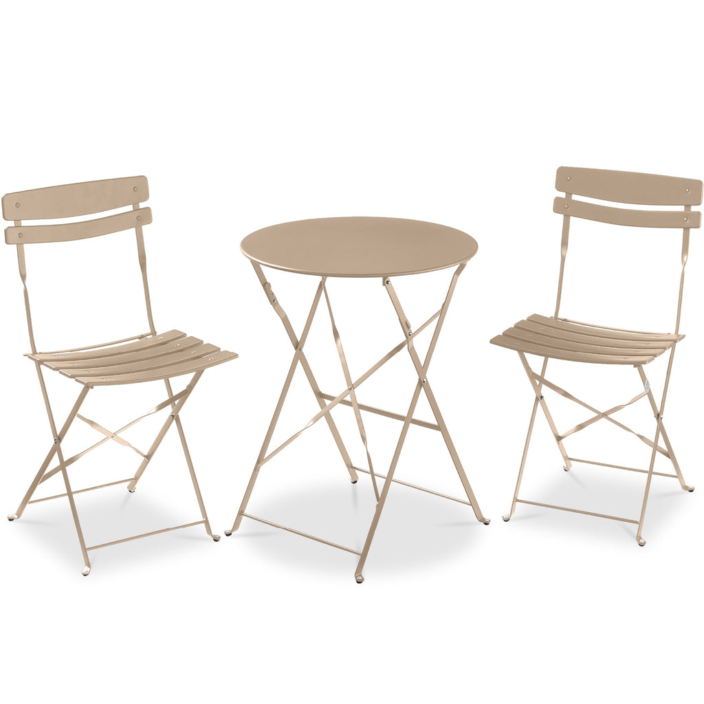 3-Piece Small Folding Patio Bistro Set w/ 2 Chairs