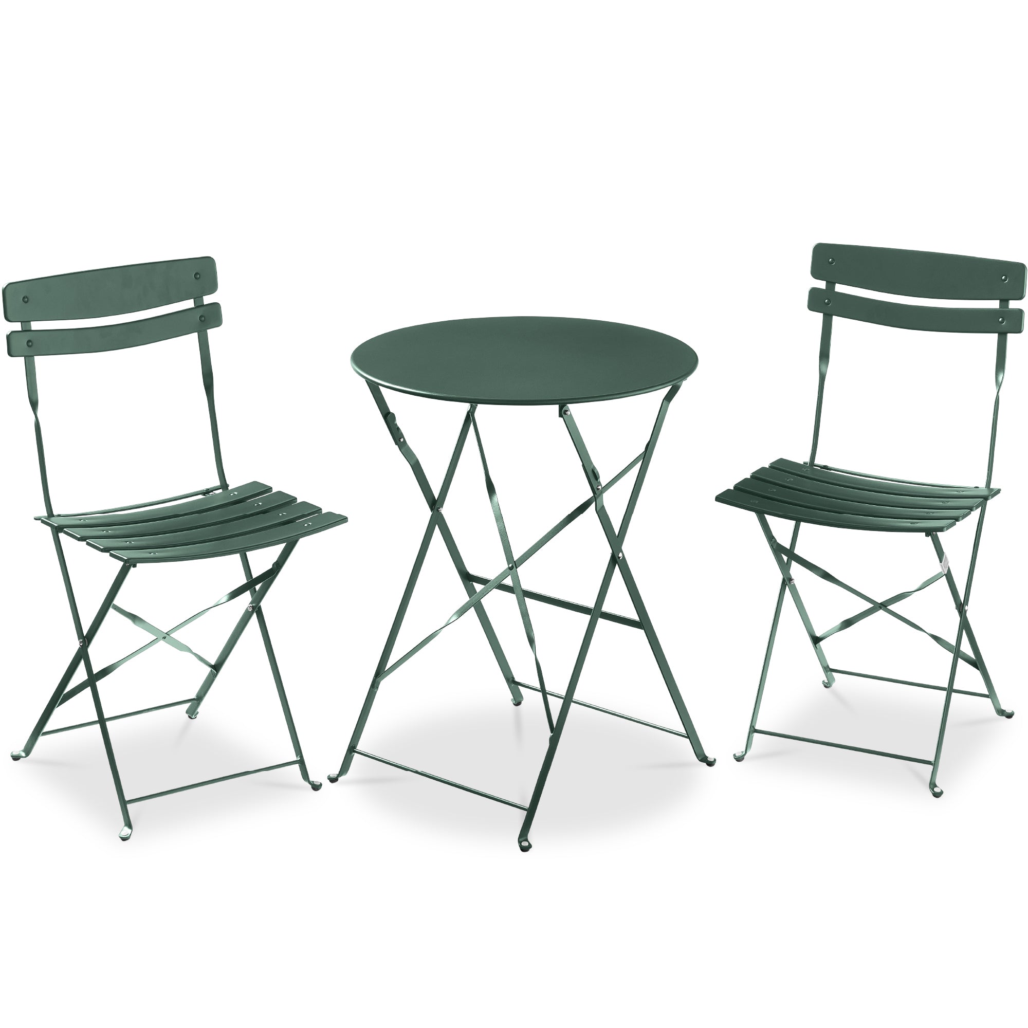 3-Piece Small Folding Patio Bistro Set w/ 2 Chairs