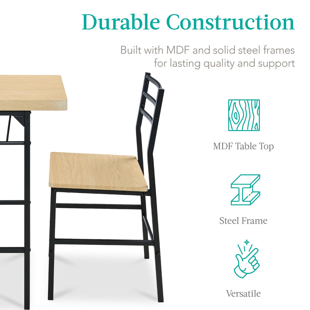 3-Piece Modern Square Dining Set w/ Storage Rack