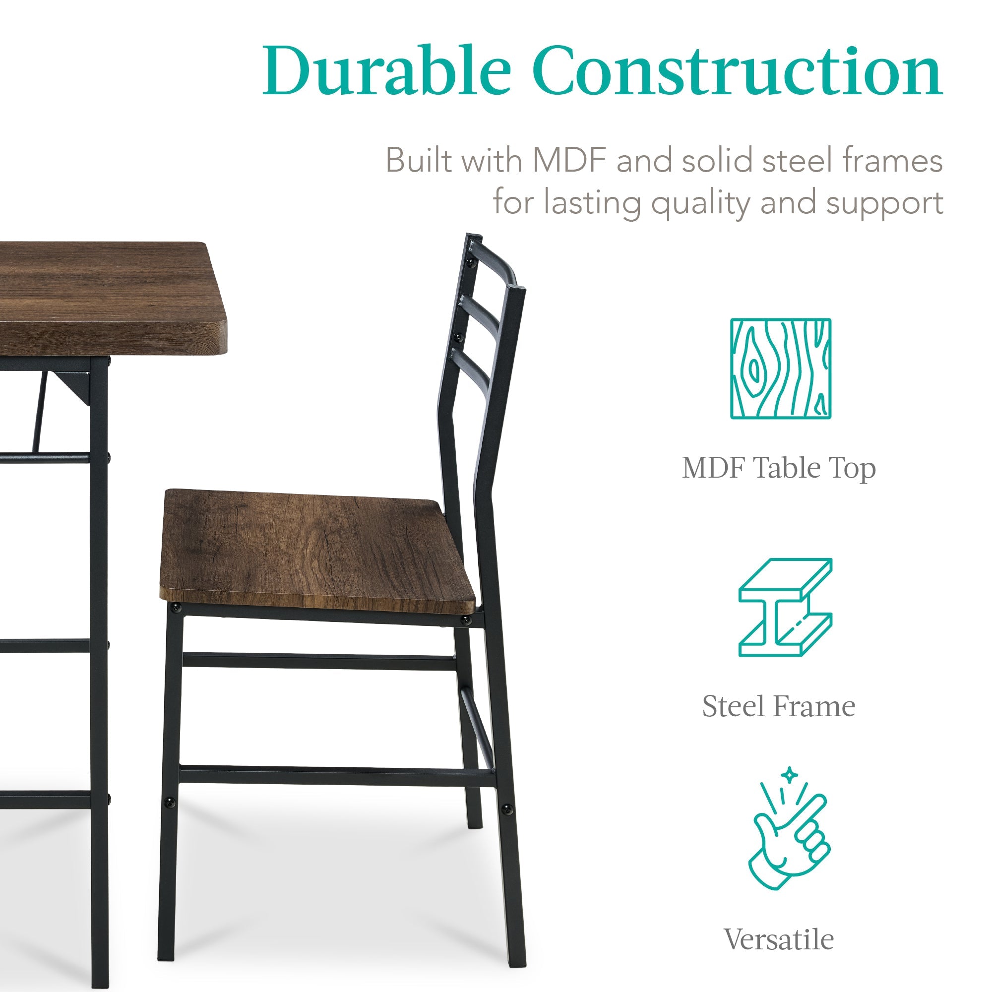 3-Piece Modern Square Dining Set w/ Storage Rack