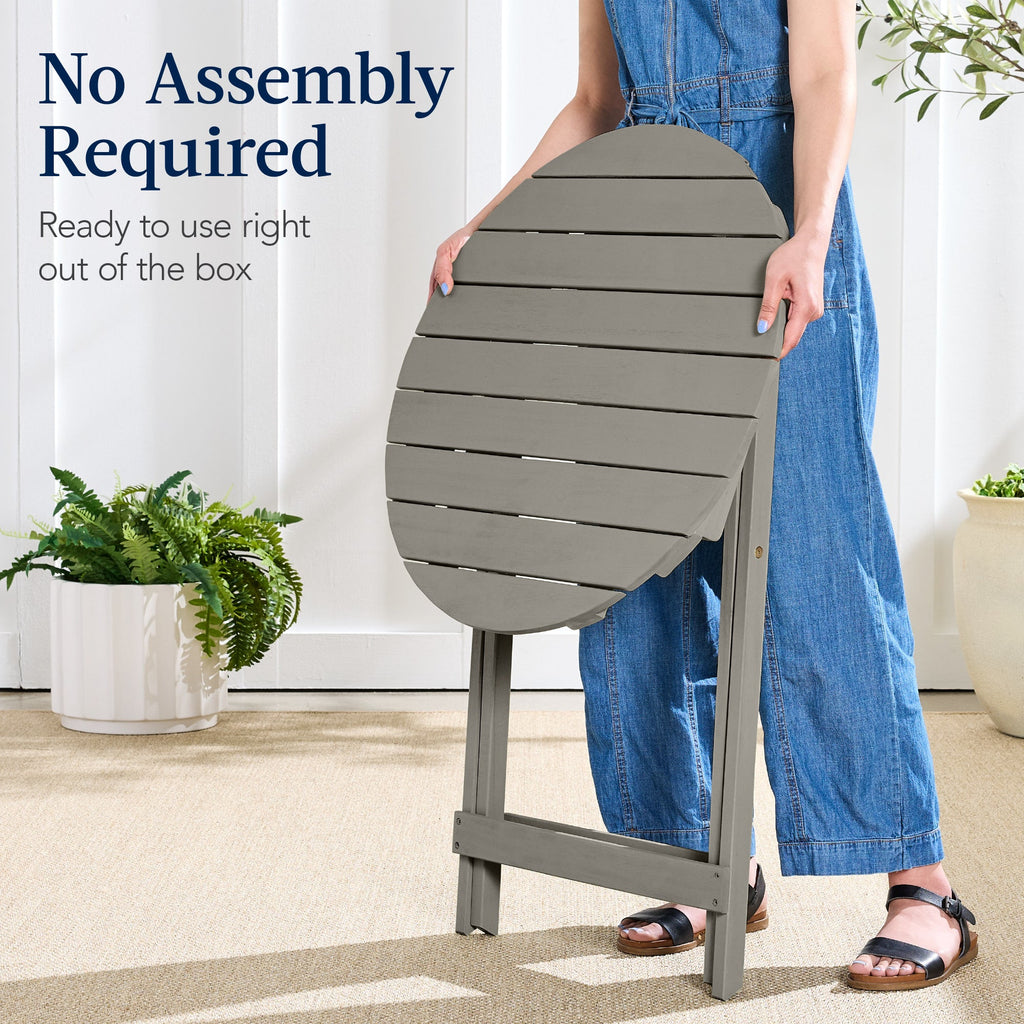 3-Piece Acacia Wood Bistro Set w/ Folding Table, 2 Chairs