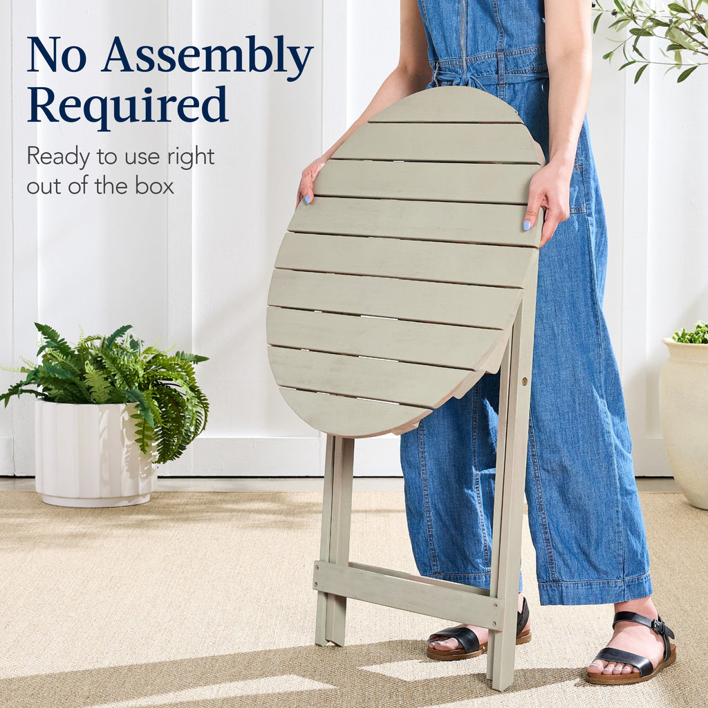 3-Piece Acacia Wood Bistro Set w/ Folding Table, 2 Chairs