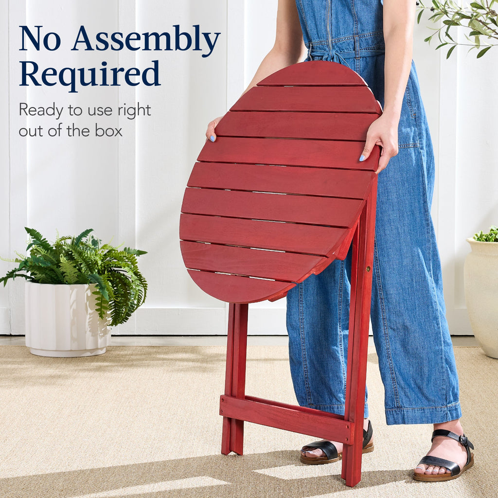 3-Piece Acacia Wood Bistro Set w/ Folding Table, 2 Chairs