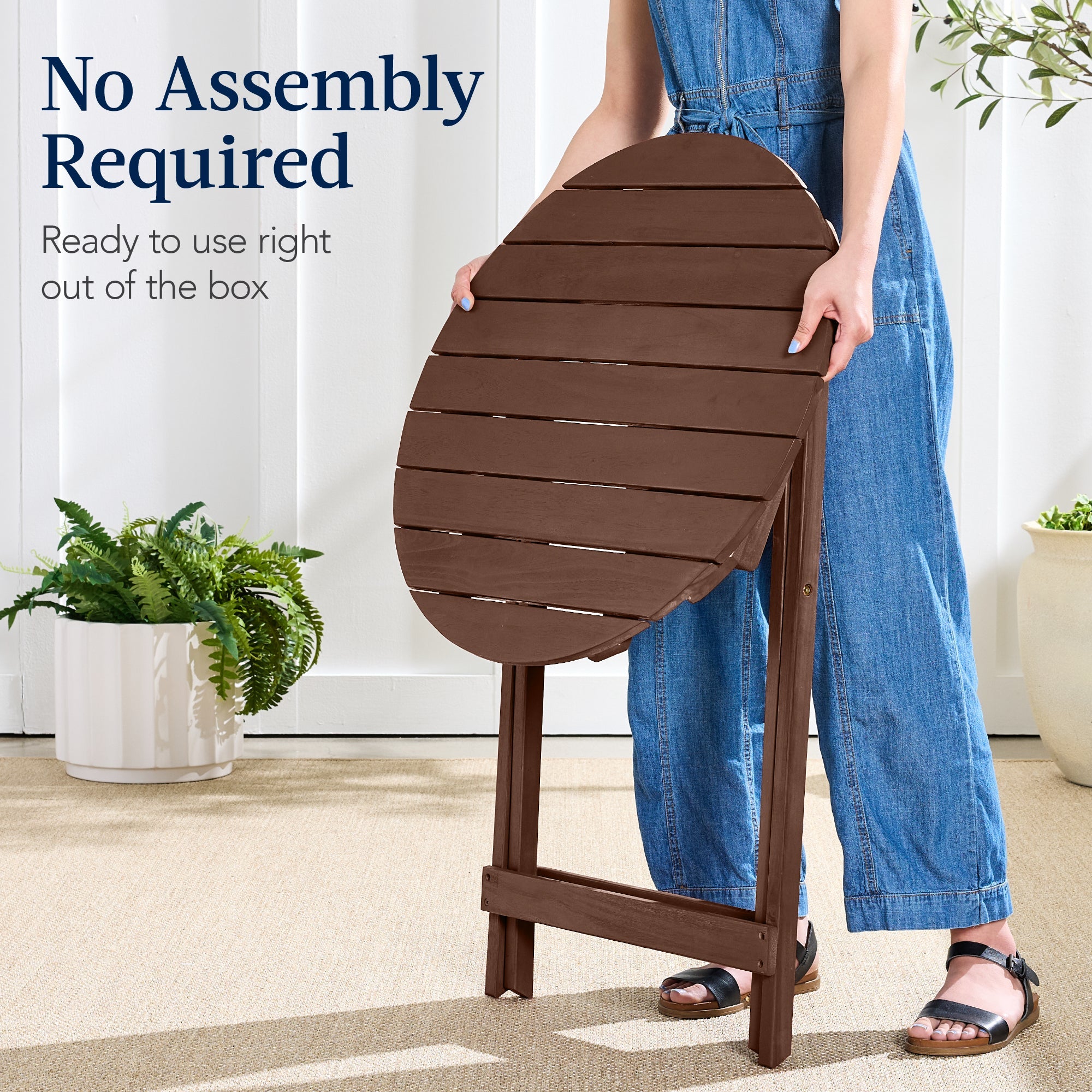 3-Piece Acacia Wood Bistro Set w/ Folding Table, 2 Chairs