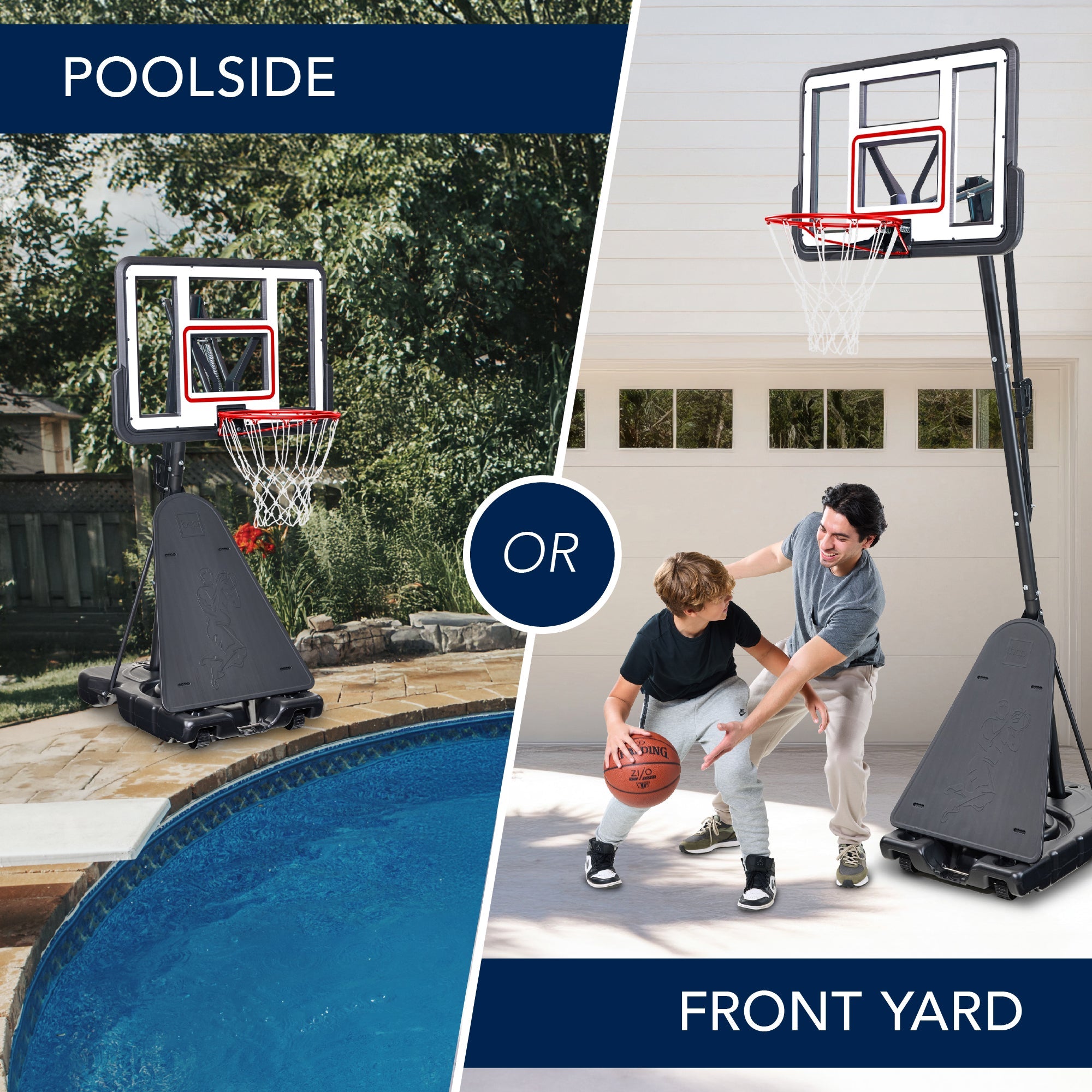 Adjustable 4.4-10ft Basketball Hoop, w/ Shatterproof Backboard,  Ball Return