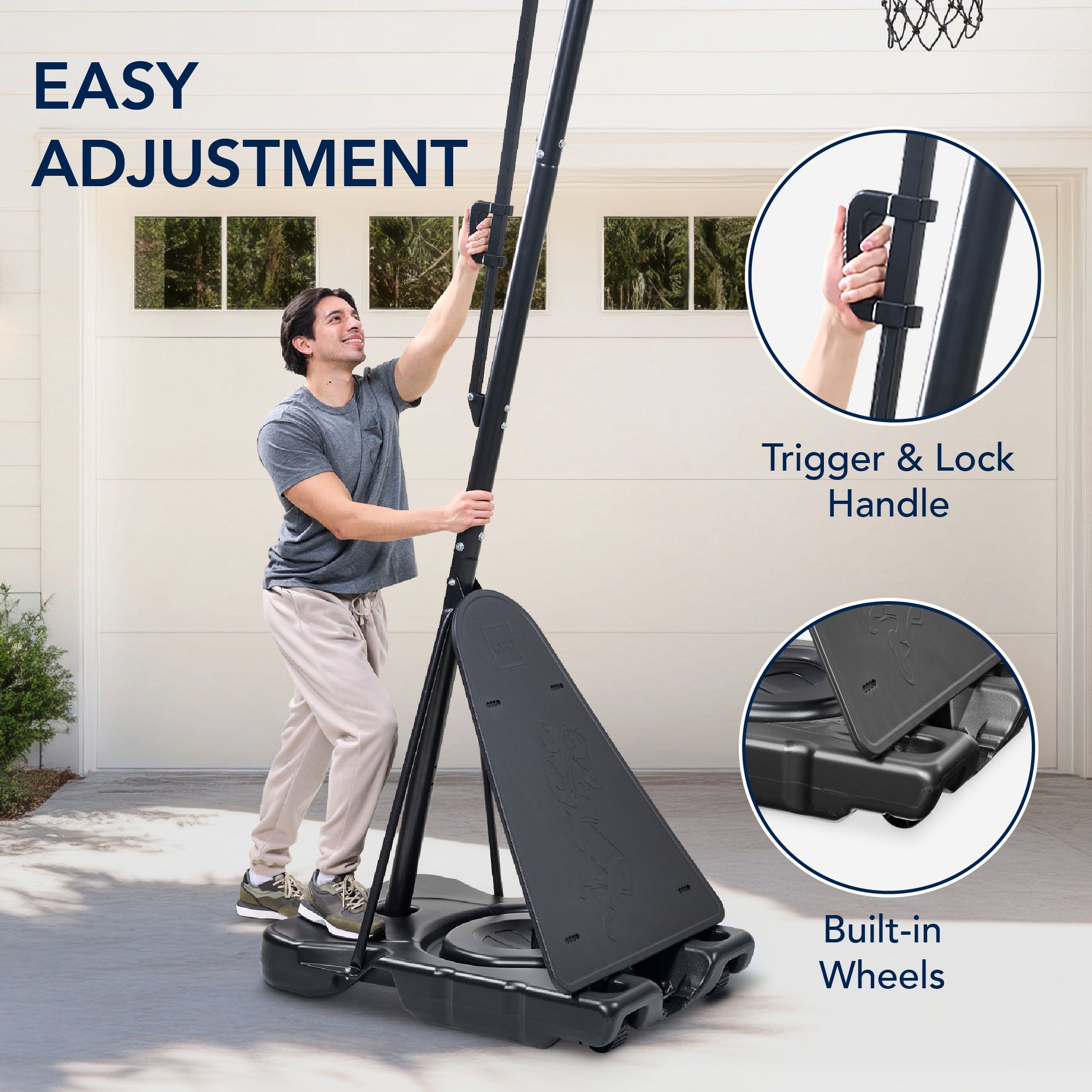 Adjustable 4.4-10ft Basketball Hoop, w/ Shatterproof Backboard,  Ball Return