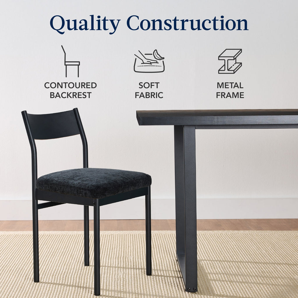 7-Piece Modern Dining Set, Kitchen Table w/ 6 Chairs, Metal Frame