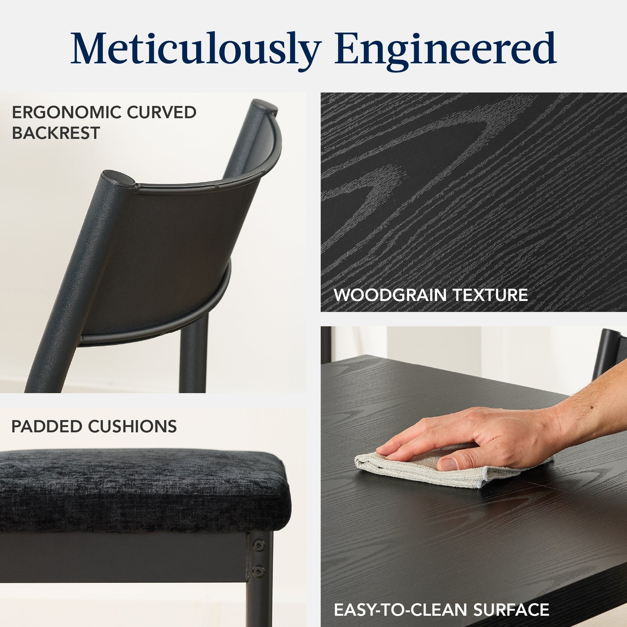 7-Piece Modern Dining Set, Kitchen Table w/ 6 Chairs, Metal Frame