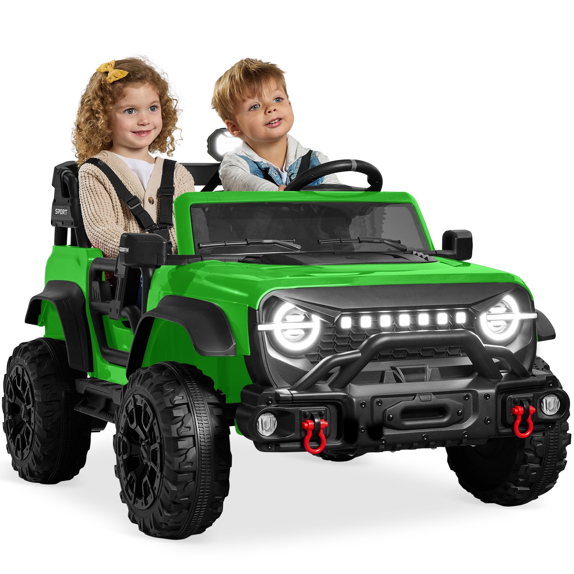 24V 2-Seater Electric Ride-On Car Truck w/ Parent Control, Bluetooth