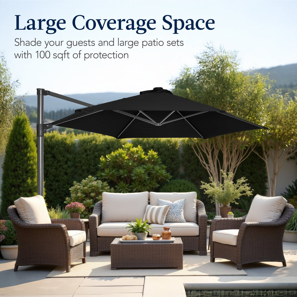 360 Rotating Cantilever Offset Patio Umbrella - 10ft