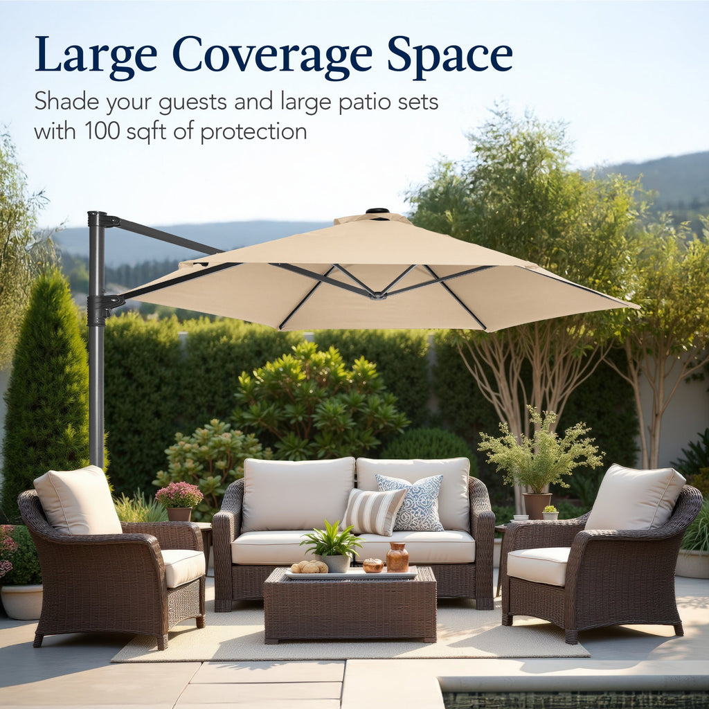 360 Rotating Cantilever Offset Patio Umbrella - 10ft