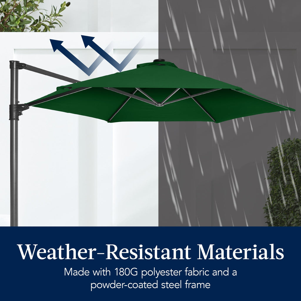 360 LED Rotating Cantilever Offset Patio Umbrella - 10ft