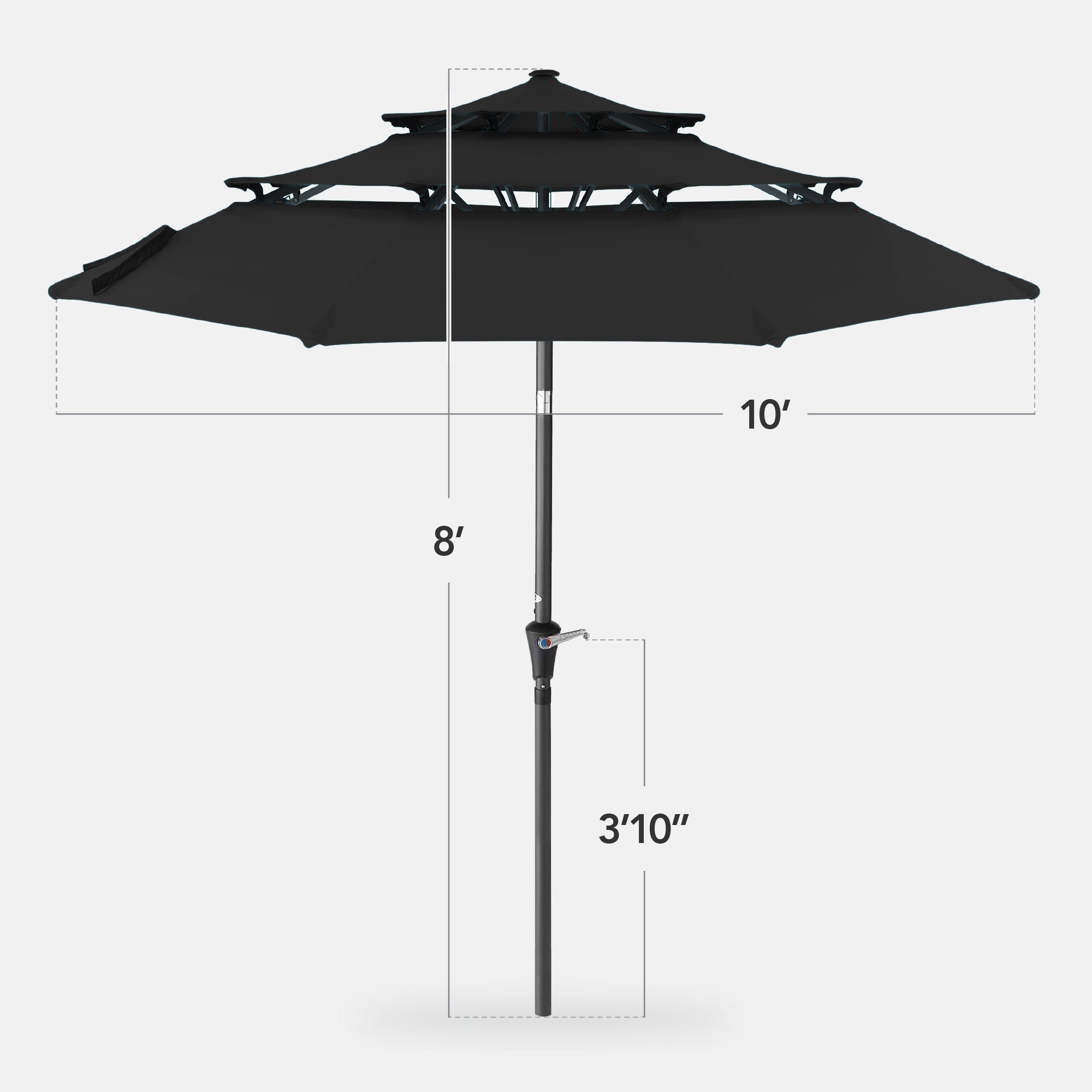 3-Tier Patio Umbrella w/ Tilt Adjustment, Crank - 10ft