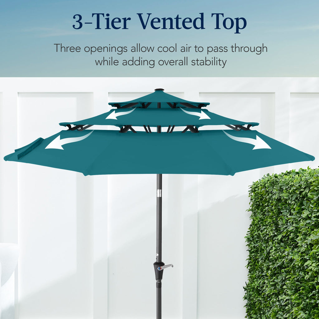 3-Tier Patio Umbrella w/ Tilt Adjustment, Crank - 10ft