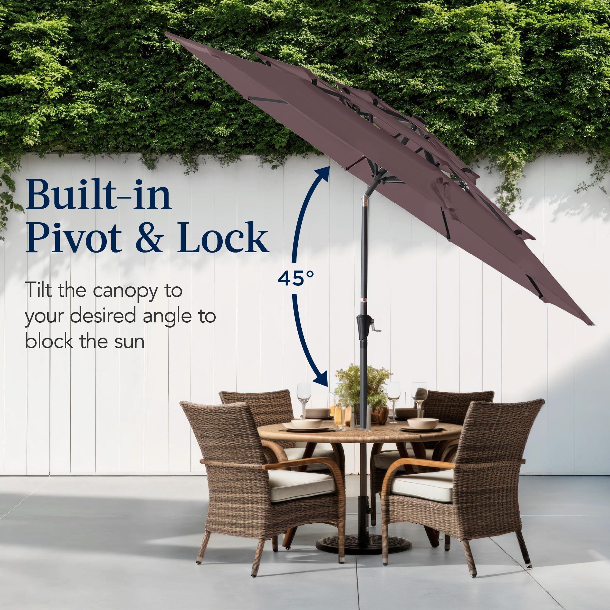 3-Tier Patio Umbrella w/ Tilt Adjustment, Crank - 10ft