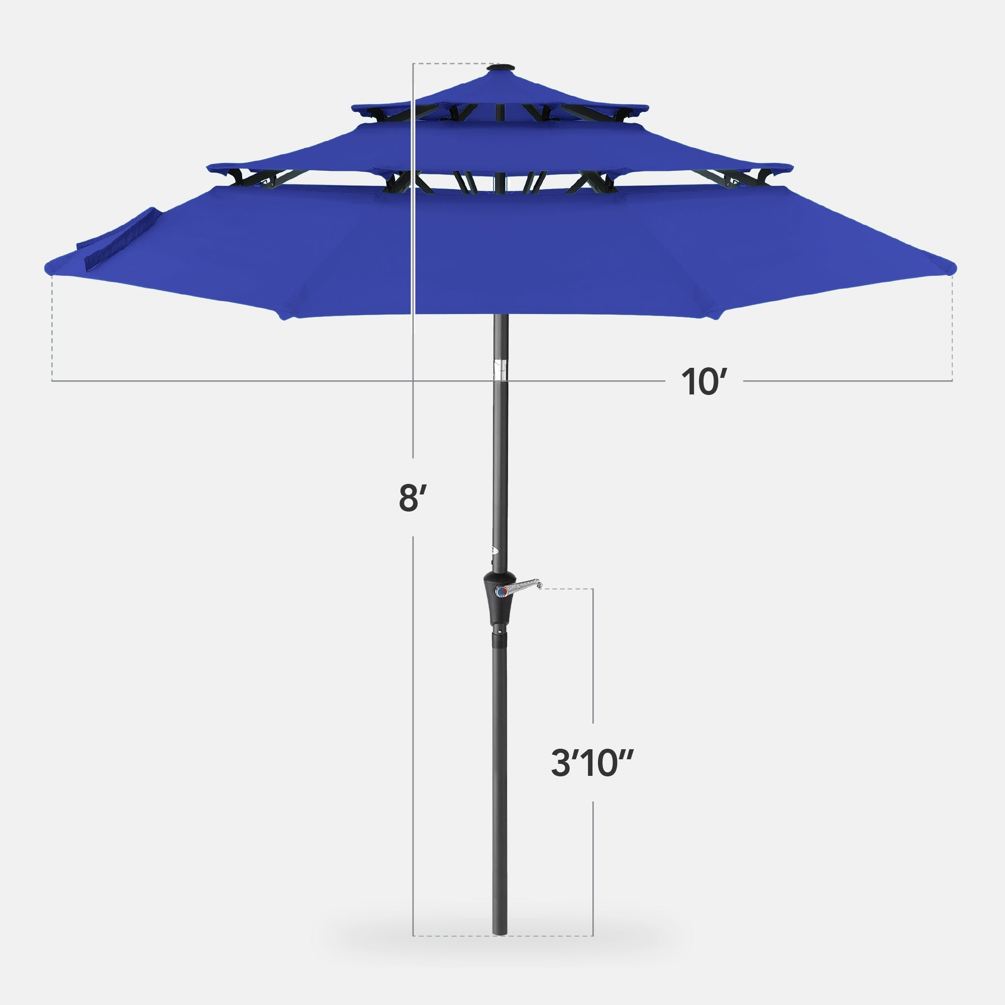 3-Tier Patio Umbrella w/ Tilt Adjustment, Crank - 10ft