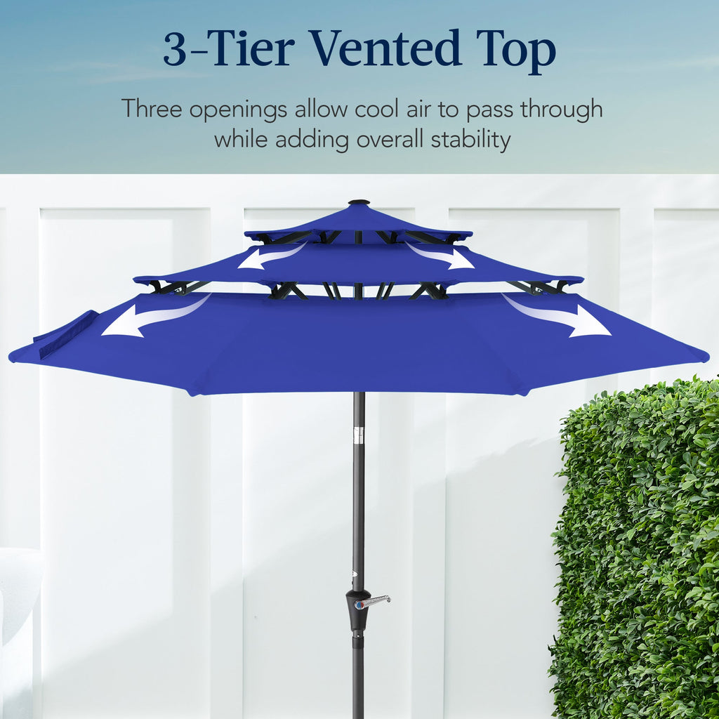3-Tier Patio Umbrella w/ Tilt Adjustment, Crank - 10ft