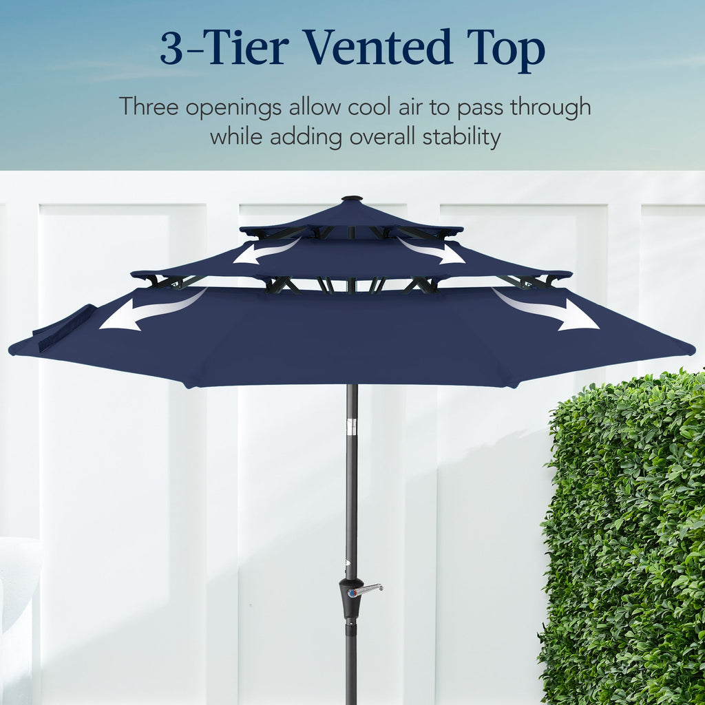 3-Tier Patio Umbrella w/ Tilt Adjustment, Crank - 10ft