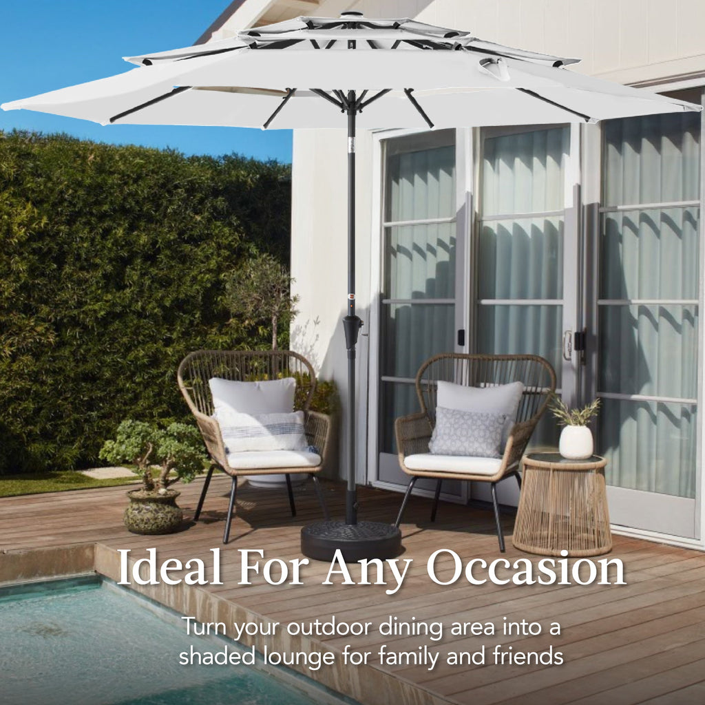 3-Tier Patio Umbrella w/ Tilt Adjustment, Crank - 10ft