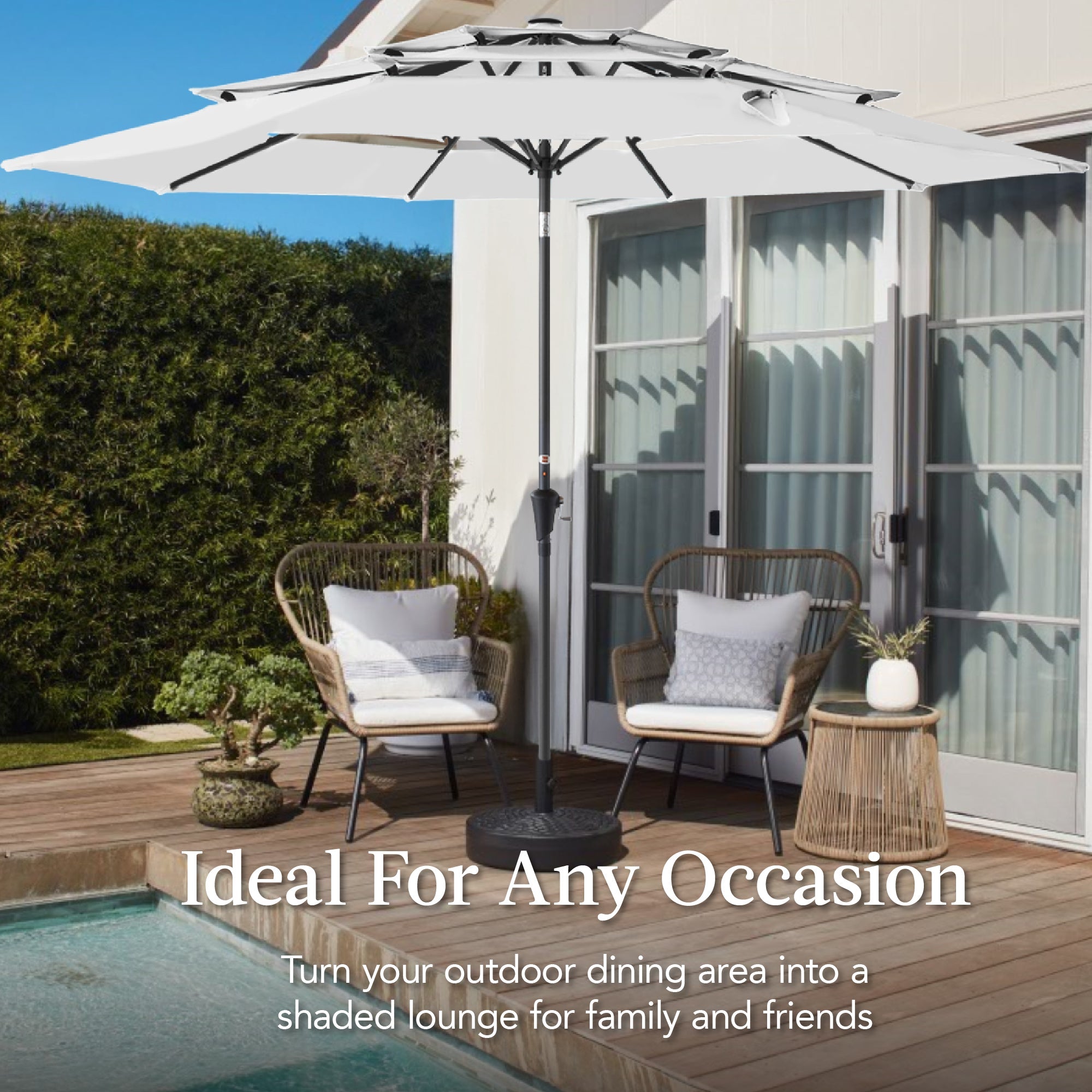 3-Tier Patio Umbrella w/ Tilt Adjustment, Crank - 10ft