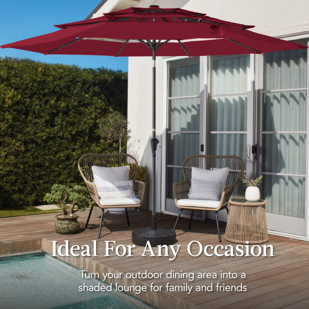3-Tier Patio Umbrella w/ Tilt Adjustment, Crank - 10ft