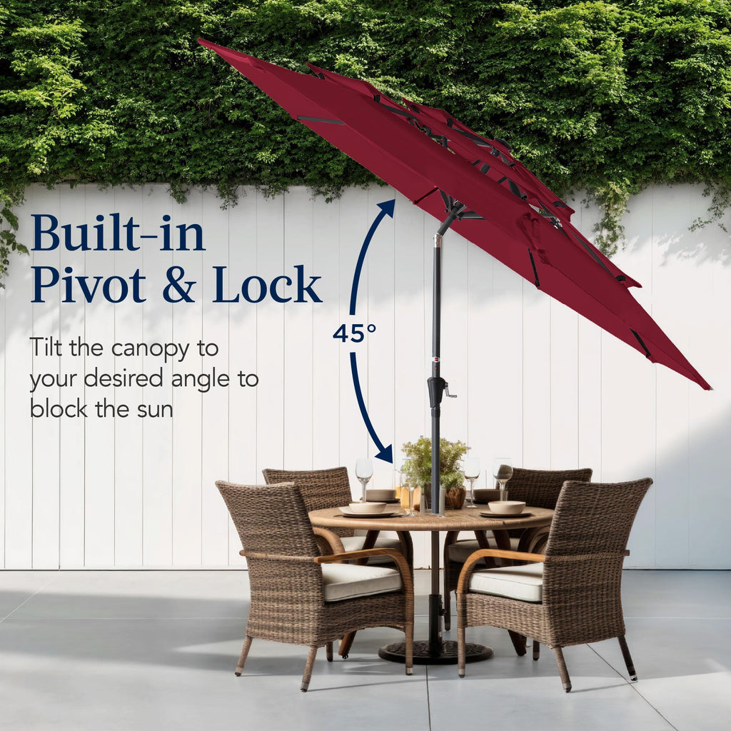 3-Tier Patio Umbrella w/ Tilt Adjustment, Crank - 10ft