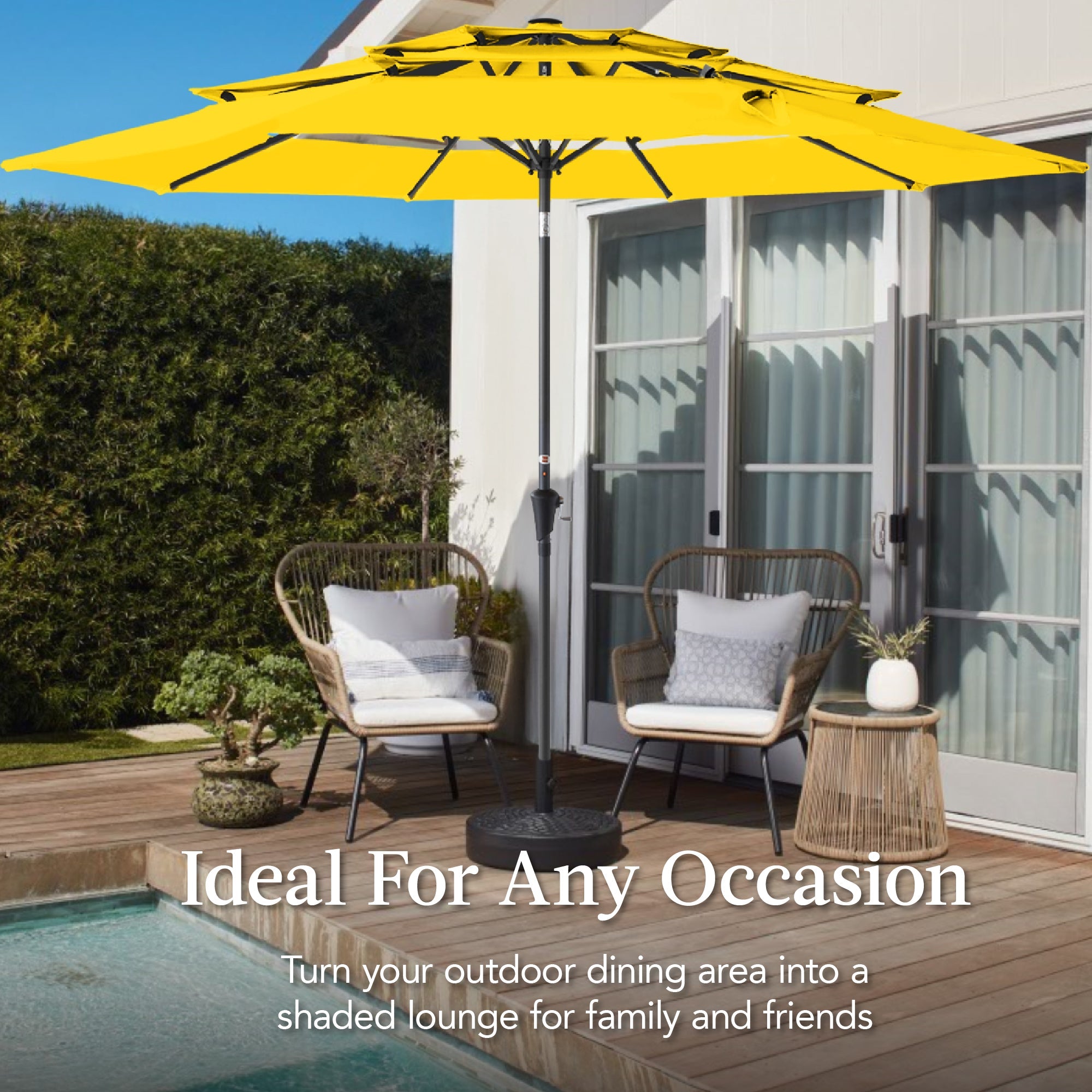 3-Tier Patio Umbrella w/ Tilt Adjustment, Crank - 10ft