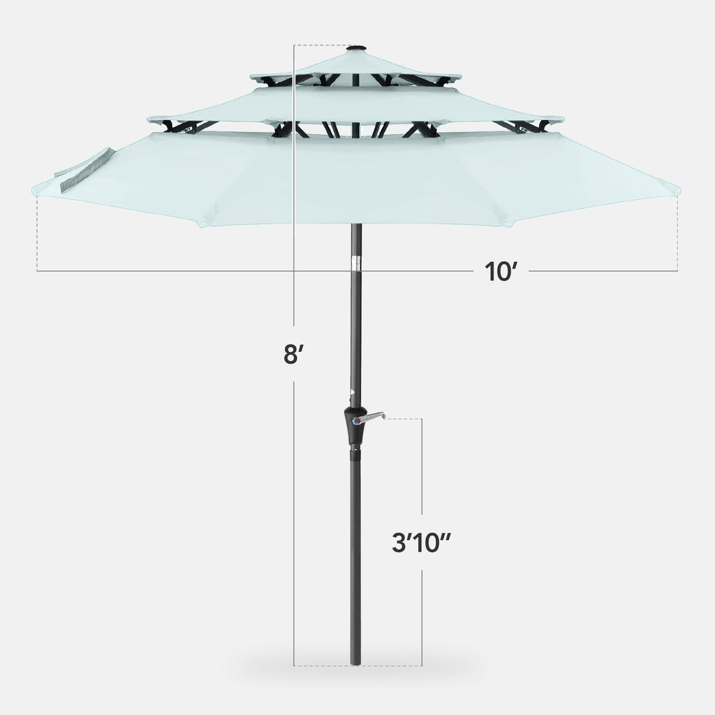 3-Tier Patio Umbrella w/ Tilt Adjustment, Crank - 10ft