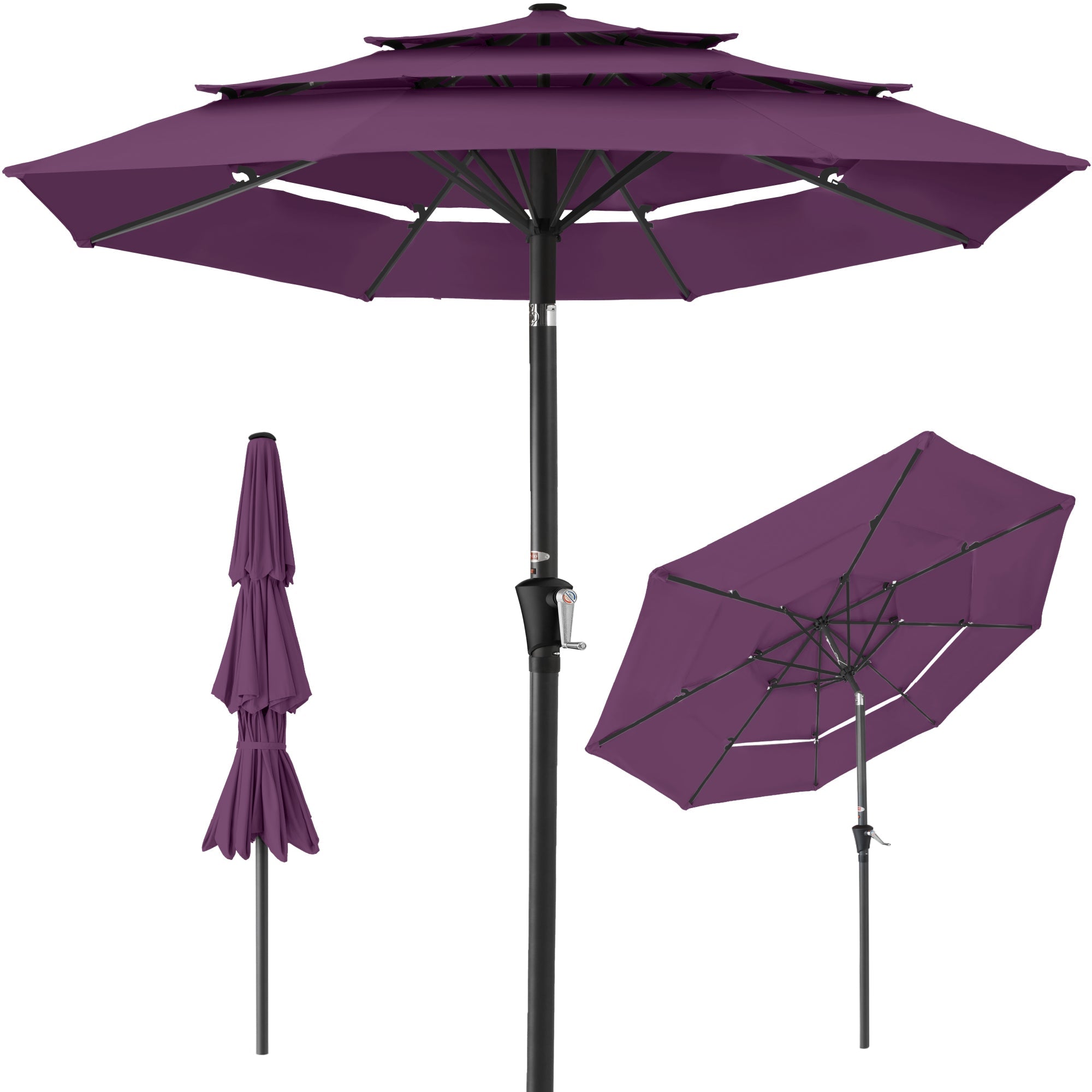 3-Tier Patio Umbrella w/ Tilt Adjustment, Crank - 10ft